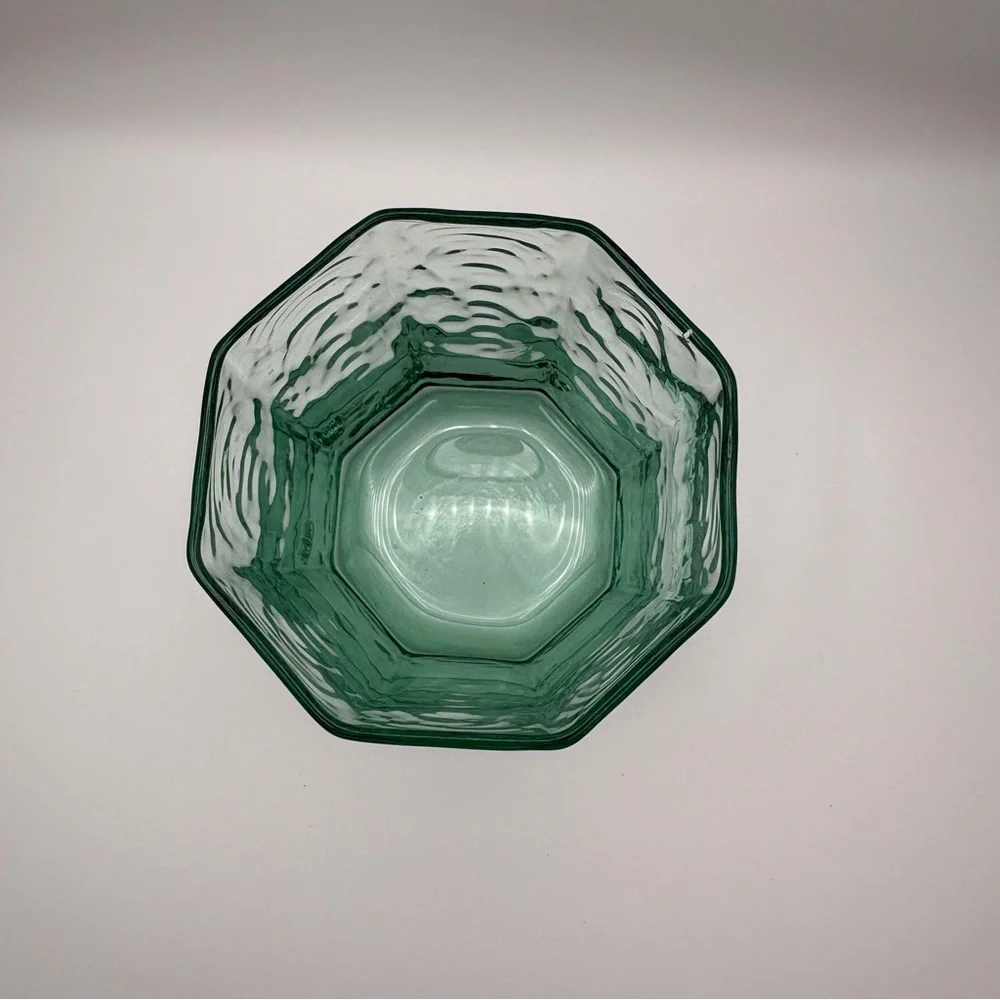 Vintage Libby Facets Green Hexagonal Old Fashion /  Rocks Glassware (Sets Of‎ 2)